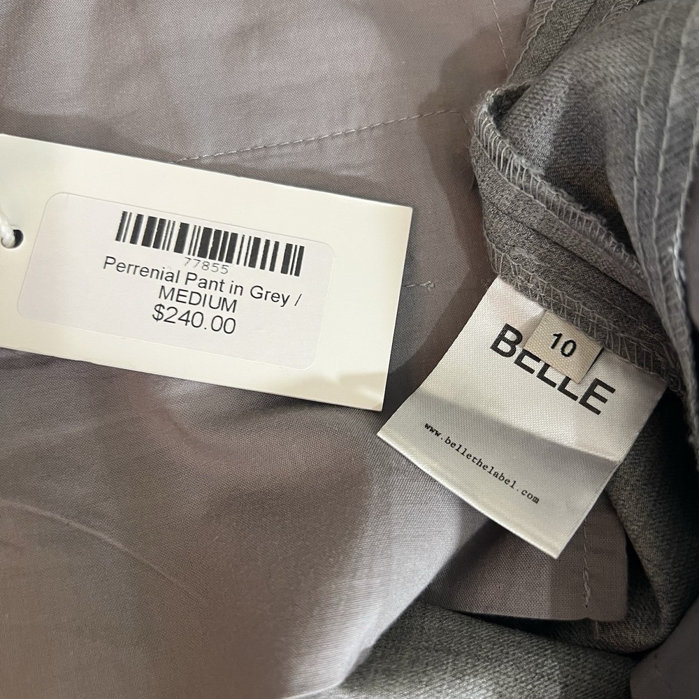 BELLE The Label Perennial Trousers Size 10 Medium Gray Wide Leg Wool Blend NEW - Picture 9 of 15